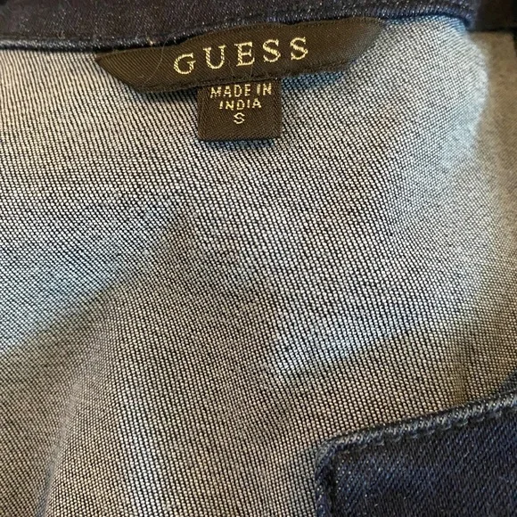Guess Zip Front Denim PeplumTop - Picture 6 of 6